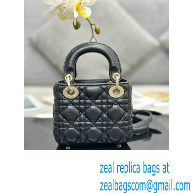Lady Dior Micro Bag in Cannage Lambskin Black