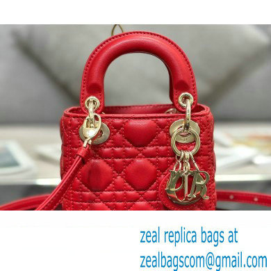 Lady Dior Micro Bag in Cannage Lambskin Red - Click Image to Close