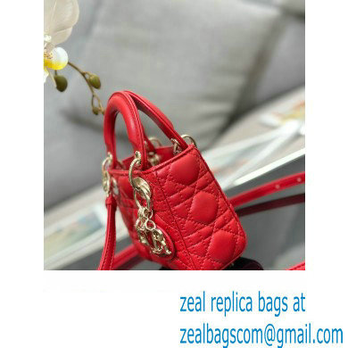 Lady Dior Micro Bag in Cannage Lambskin Red