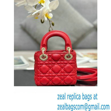 Lady Dior Micro Bag in Cannage Lambskin Red - Click Image to Close