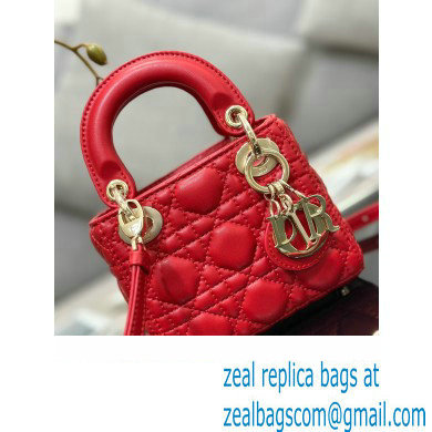 Lady Dior Micro Bag in Cannage Lambskin Red