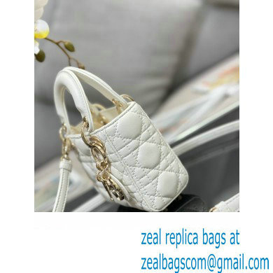 Lady Dior Micro Bag in Cannage Lambskin White - Click Image to Close