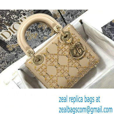 Lady Dior Mini Bag Metallic Cannage Calfskin Platinum Beaded Embroidery - Click Image to Close
