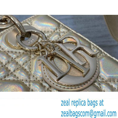 Lady Dior Small Bag in Iridescent and Cannage Lambskin Gold