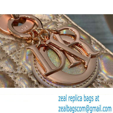Lady Dior Small Bag in Iridescent and Cannage Lambskin Pink Gold