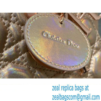Lady Dior Small Bag in Iridescent and Cannage Lambskin Pink Gold