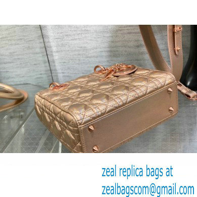 Lady Dior Small Bag in Iridescent and Cannage Lambskin Pink Gold