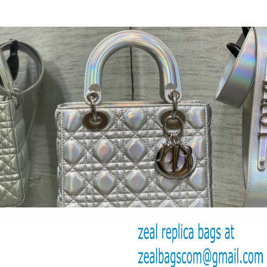 Lady Dior Small Bag in Iridescent and Cannage Lambskin Silver - Click Image to Close