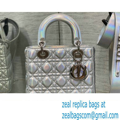 Lady Dior Small Bag in Iridescent and Cannage Lambskin Silver