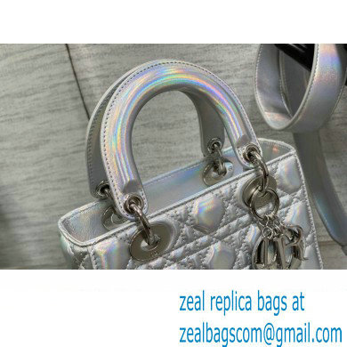 Lady Dior Small Bag in Iridescent and Cannage Lambskin Silver