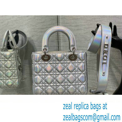 Lady Dior Small Bag in Iridescent and Cannage Lambskin Silver