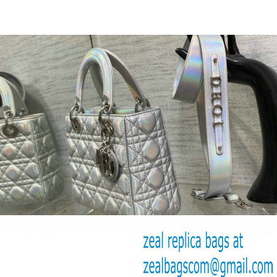 Lady Dior Small Bag in Iridescent and Cannage Lambskin Silver