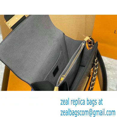 Louis Vuitton Calfskin Dauphine MM Bag M22276 Black 2023 - Click Image to Close