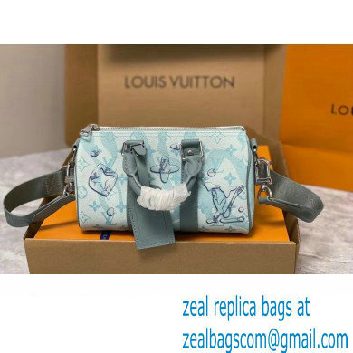 Louis Vuitton Monogram Aquagarden canvas Keepall Bandouliere 25 Bag M22527 Crystal Blue 2023