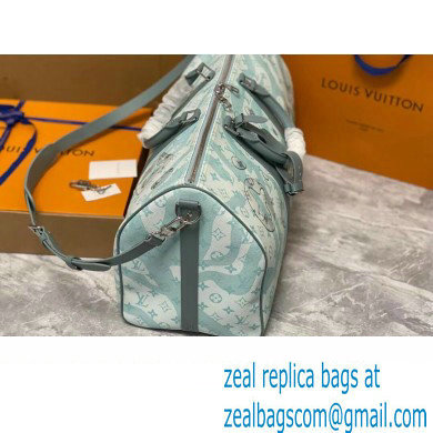 Louis Vuitton Monogram Aquagarden canvas Keepall Bandouliere 50 Bag M22570 Crystal Blue 2023