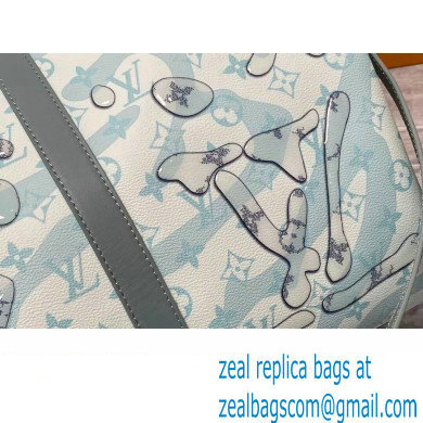 Louis Vuitton Monogram Aquagarden canvas Keepall Bandouliere 50 Bag M22570 Crystal Blue 2023 - Click Image to Close