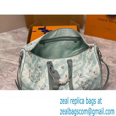 Louis Vuitton Monogram Aquagarden canvas Keepall Bandouliere 50 Bag M22570 Crystal Blue 2023 - Click Image to Close