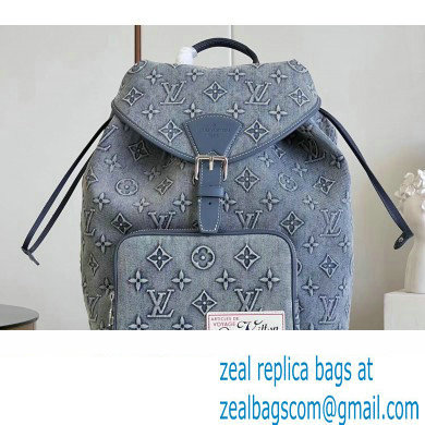 Louis Vuitton Montsouris Backpack Bag in Monogram Washed Denim coated canvas M22534 2023 - Click Image to Close