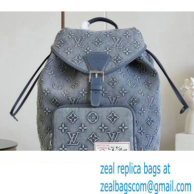 Louis Vuitton Montsouris Backpack Bag in Monogram Washed Denim coated canvas M22534 2023