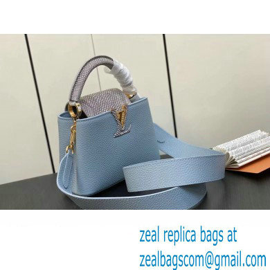 Louis Vuitton Taurillon leather Capucines Mini Bag M22876 Olympe Blue 2023