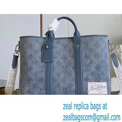 Louis Vuitton Weekend Tote NM Bag in Monogram Washed Denim coated canvas M22537 2023