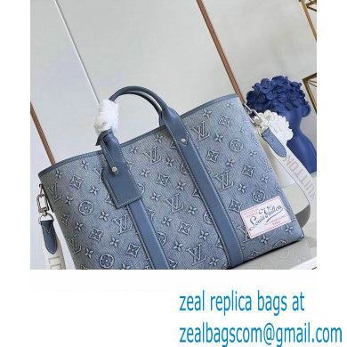 Louis Vuitton Weekend Tote NM Bag in Monogram Washed Denim coated canvas M22537 2023