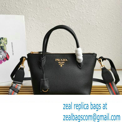 PRADA Grained Leather Shoulder Bag Black 1BA111 2023