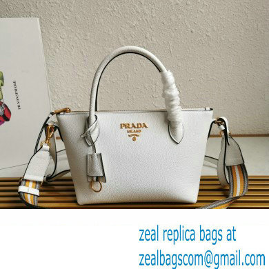 PRADA Grained Leather Shoulder Bag WHITE 1BA111 2023 - Click Image to Close