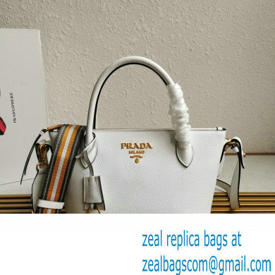 PRADA Grained Leather Shoulder Bag WHITE 1BA111 2023