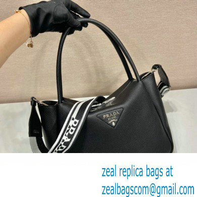 PRADA Large leather handbag 1BC170 BLACK 2023 - Click Image to Close