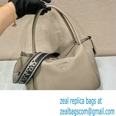 PRADA Large leather handbag 1BC170 GRAY 2023