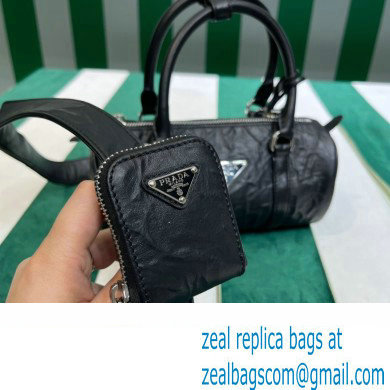 Prada Antique nappa leather handbag 1BA389 black 2023 - Click Image to Close