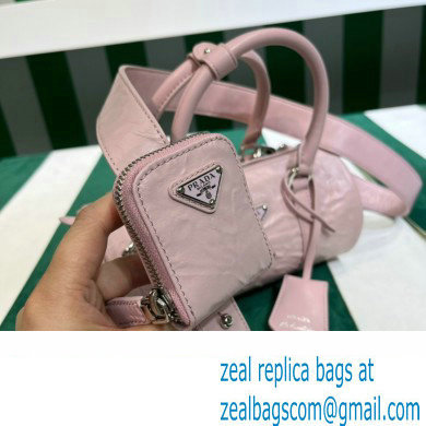 Prada Antique nappa leather handbag 1BA389 pink 2023 - Click Image to Close