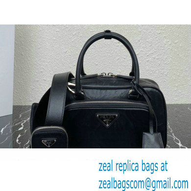 Prada Antique nappa leather multi-pocket top-handle bag 1bb099 Black 2023 - Click Image to Close