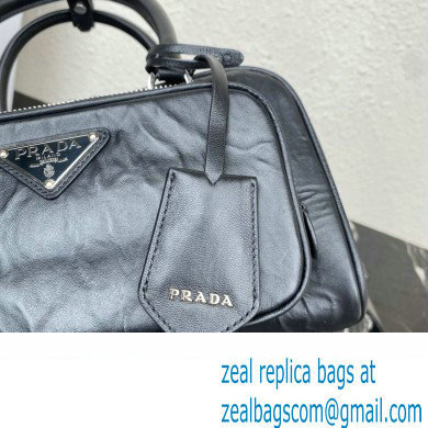 Prada Antique nappa leather multi-pocket top-handle bag 1bb099 Black 2023 - Click Image to Close