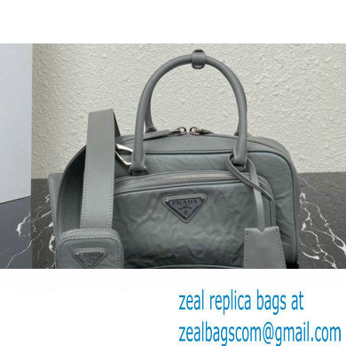 Prada Antique nappa leather multi-pocket top-handle bag 1bb099 Gray 2023 - Click Image to Close