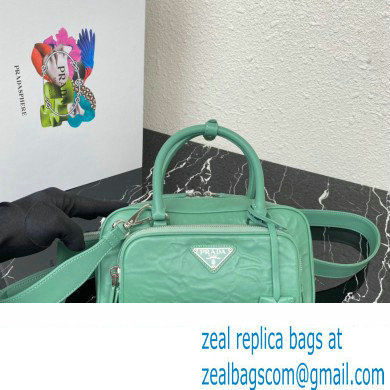 Prada Antique nappa leather multi-pocket top-handle bag 1bb099 Green 2023 - Click Image to Close