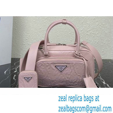 Prada Antique nappa leather multi-pocket top-handle bag 1bb099 Pink 2023 - Click Image to Close