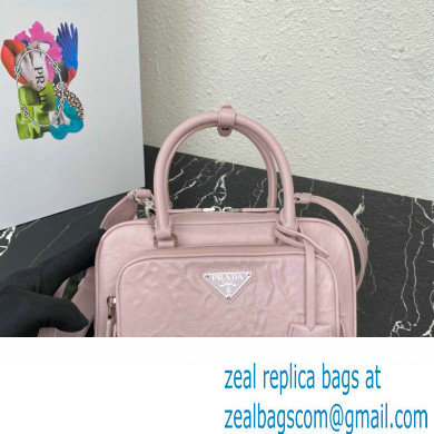 Prada Antique nappa leather multi-pocket top-handle bag 1bb099 Pink 2023 - Click Image to Close