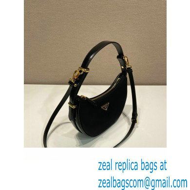 Prada Arque Re-Nylon and brushed leather shoulder bag 1BC194 Black