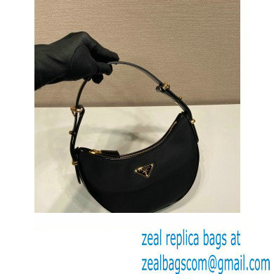 Prada Arque Re-Nylon and brushed leather shoulder bag 1BC194 Black - Click Image to Close