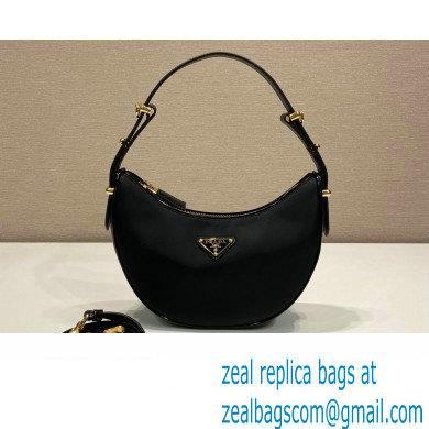 Prada Arque Re-Nylon and brushed leather shoulder bag 1BC194 Black