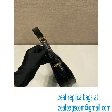 Prada Arque Re-Nylon and brushed leather shoulder bag 1BC194 Black - Click Image to Close