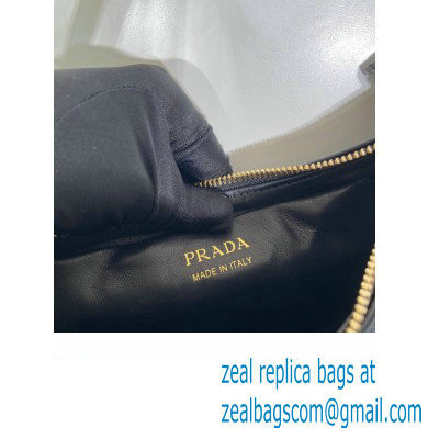 Prada Arque Re-Nylon and brushed leather shoulder bag 1BC194 Black