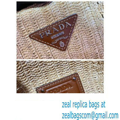 Prada Braided Straw and leather Bucket bag 1BC126 Beige