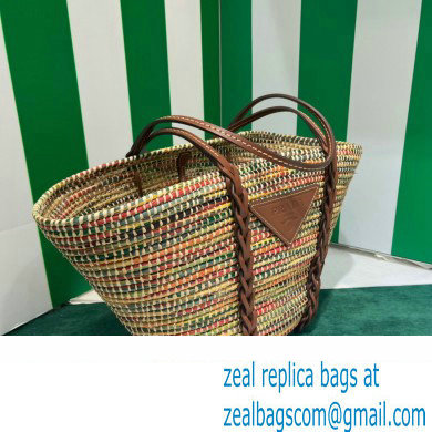 Prada Braided Straw and leather tote bag 1BG312 Multicolor
