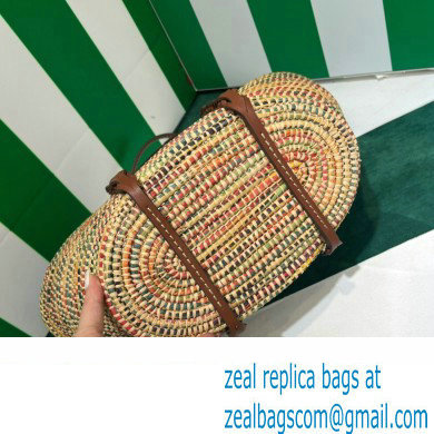 Prada Braided Straw and leather tote bag 1BG312 Multicolor