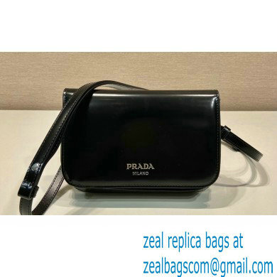 Prada Brushed leather mini-bag with shoulder strap 2VD061 Black 2023 - Click Image to Close