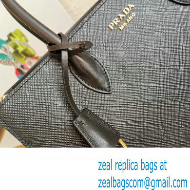Prada Large Saffiano Leather Handbag 1ba153 Black/Red 2023 - Click Image to Close