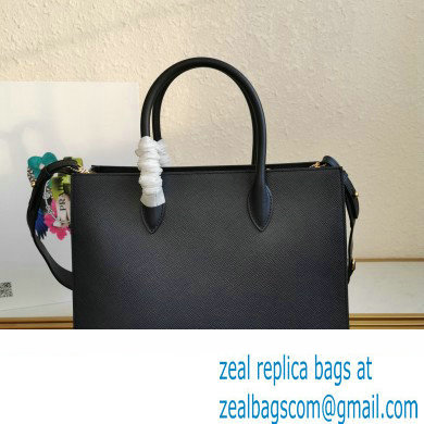 Prada Large Saffiano Leather Handbag 1ba153 Black/Yellow 2023 - Click Image to Close